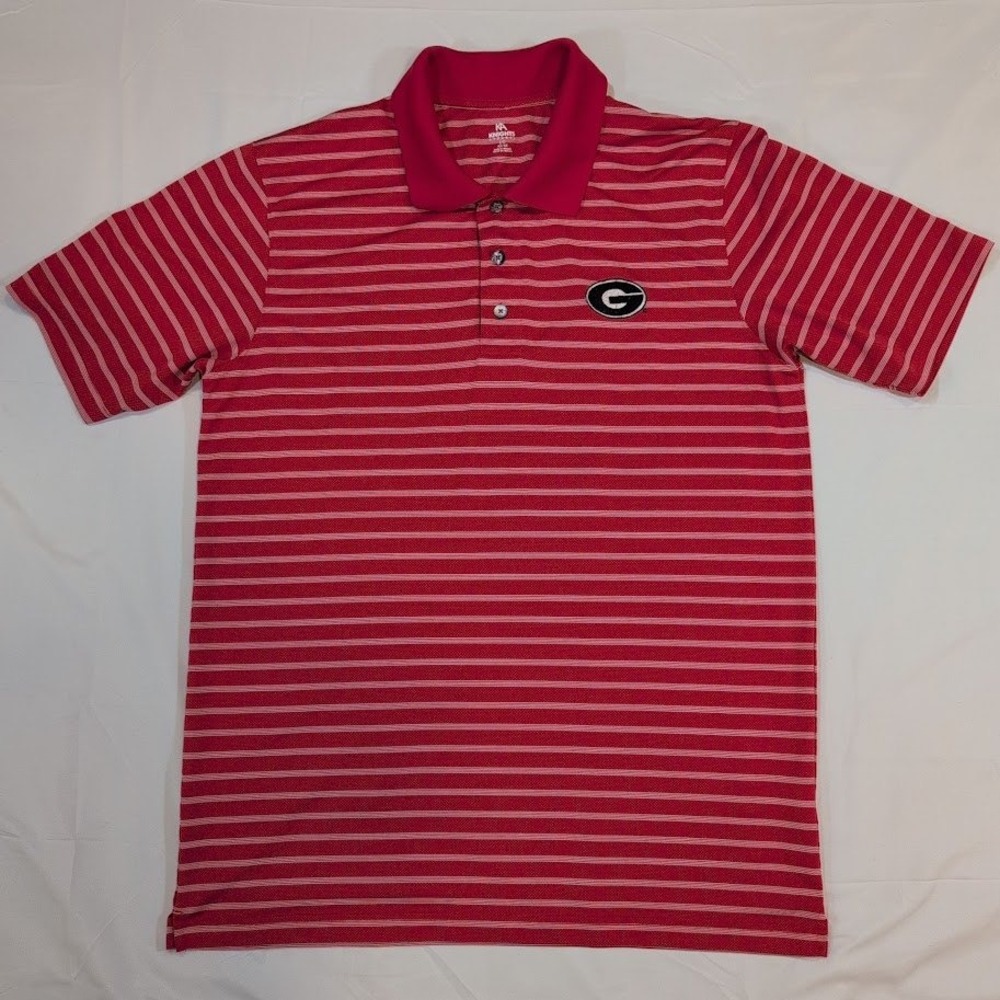 Georgia Bulldogs Knights Apparel Mens Polo Large Red Striped NCAA UGA Golf